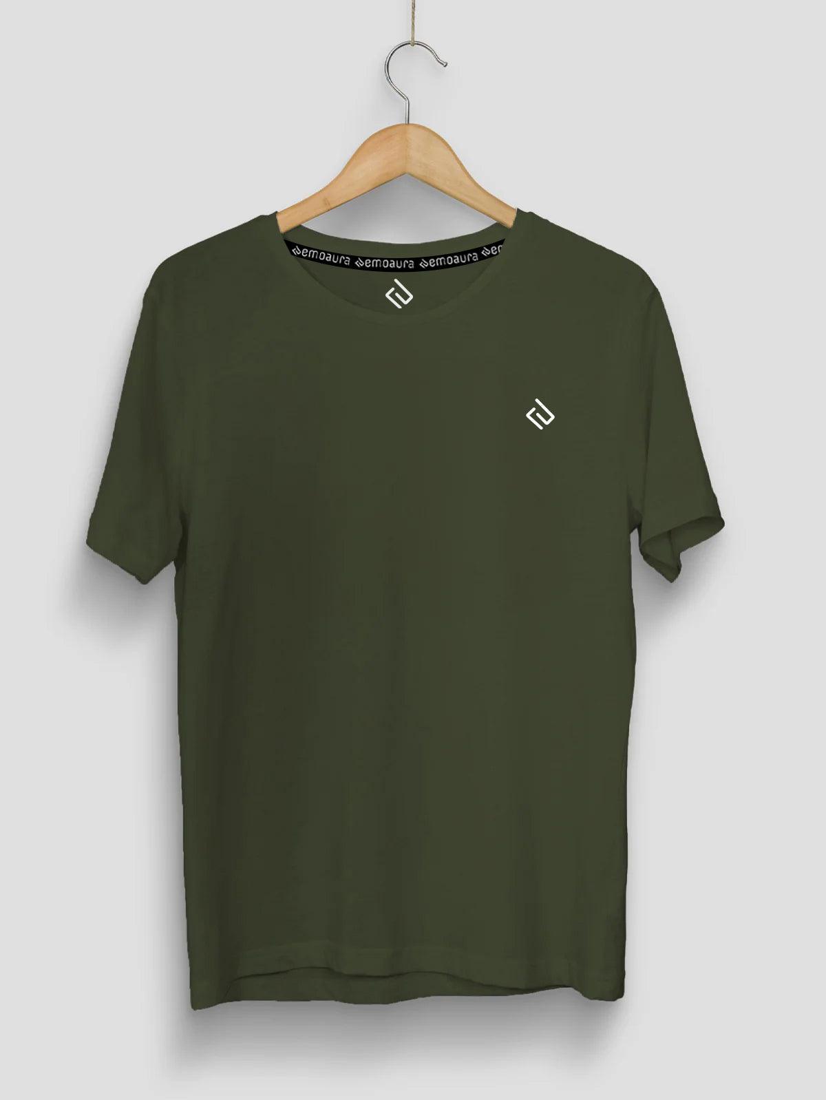 Plain Classic Fit T-Shirt with logo on chest - emoaura | India's favorite fashion brand